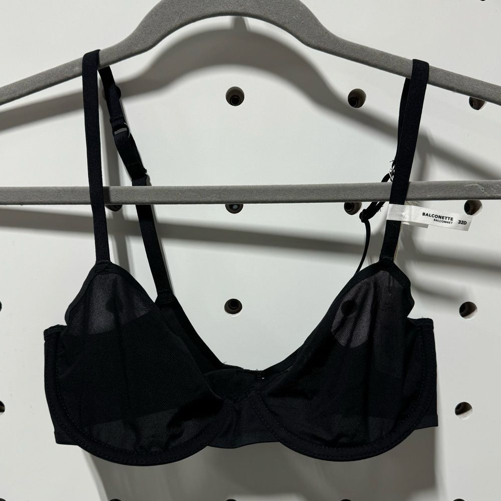 Aerie Womens Smoothez Mesh Unlined Balconette Bra Size 32D Sheer Underwire